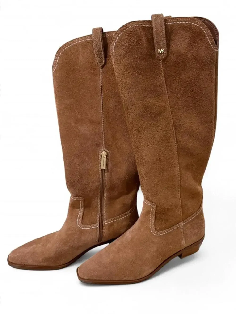 NIB MICHAEL KORS Knee High Boho Western Cowgirl Suede Tan Riding Boots SZ 9.5